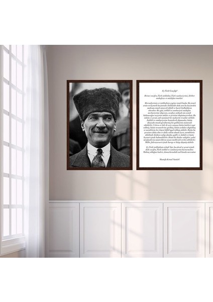 Atatürk ve Gençliğe Hitabe Ikili Çerçeve ve Poster Seti - ATA1002