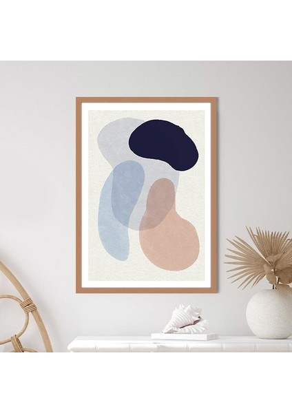 Mavi - Bej Geometrik Desenler 1 Çerçeve ve Poster - SO1073
