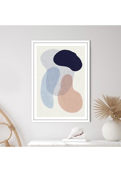 Mavi - Bej Geometrik Desenler 1 Çerçeve ve Poster - SO1073