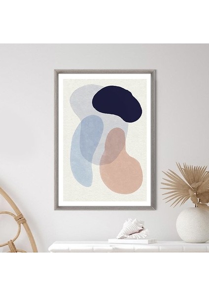 Mavi - Bej Geometrik Desenler 1 Çerçeve ve Poster - SO1073