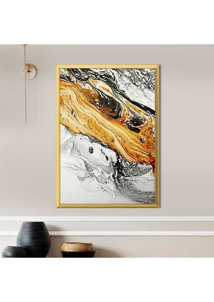Turuncu - Gri Soyut 3 Çerçeve ve Poster - SO1092