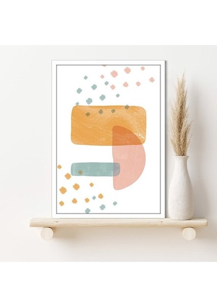 Turuncu - Pembe - Yeşil Soyut Desenler 3 Çerçeve ve Poster - SO1137