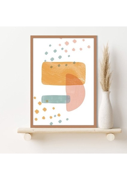 Turuncu - Pembe - Yeşil Soyut Desenler 3 Çerçeve ve Poster - SO1137