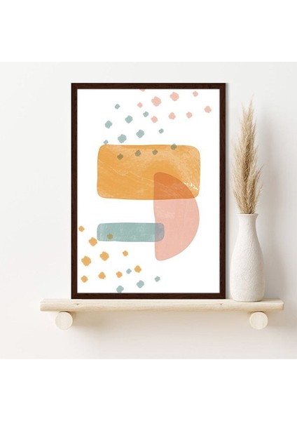 Turuncu - Pembe - Yeşil Soyut Desenler 3 Çerçeve ve Poster - SO1137