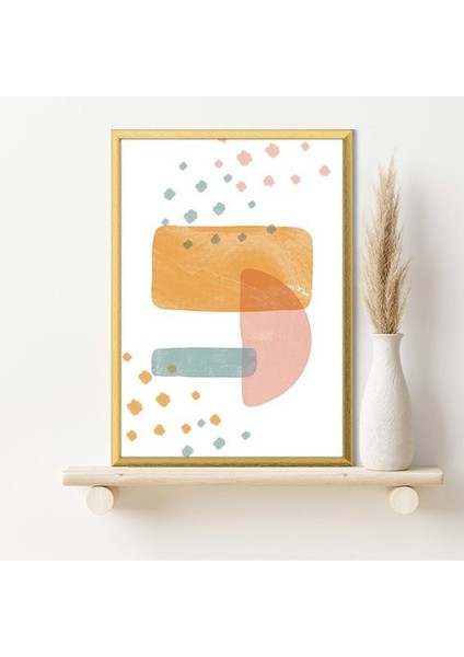 Turuncu - Pembe - Yeşil Soyut Desenler 3 Çerçeve ve Poster - SO1137