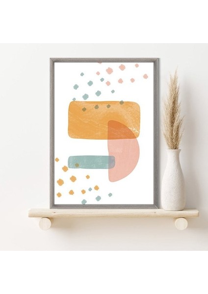 Turuncu - Pembe - Yeşil Soyut Desenler 3 Çerçeve ve Poster - SO1137