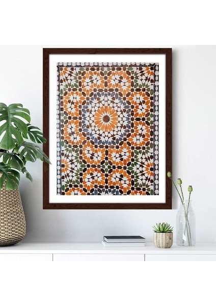 Turuncu - Yeşil Mozaik Tavan 1 Çerçeve ve Poster - M1055