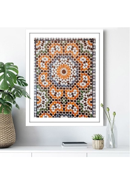 Turuncu - Yeşil Mozaik Tavan 1 Çerçeve ve Poster - M1055 fiyatları