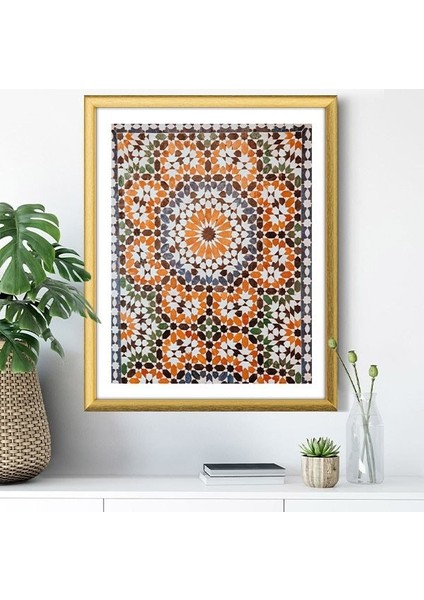 Turuncu - Yeşil Mozaik Tavan 1 Çerçeve ve Poster - M1055 modelleri