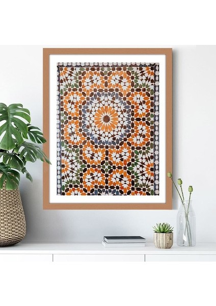Turuncu - Yeşil Mozaik Tavan 1 Çerçeve ve Poster - M1055 fırsatları