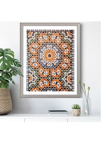 Turuncu - Yeşil Mozaik Tavan 1 Çerçeve ve Poster - M1055 indirimleri