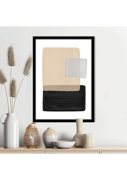 Bej - Siyah - Gri Geometrik Desenler 1 Çerçeve ve Poster - SO1067