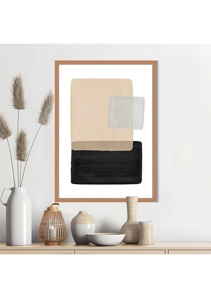 Bej - Siyah - Gri Geometrik Desenler 1 Çerçeve ve Poster - SO1067
