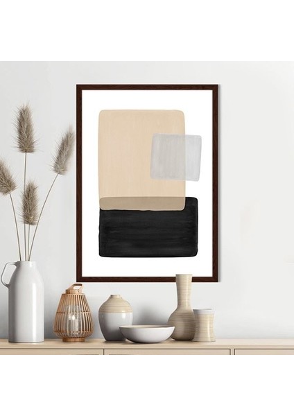 Bej - Siyah - Gri Geometrik Desenler 1 Çerçeve ve Poster - SO1067