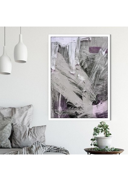 Gri - Mor Yağlı Boya Dokulu 1 Çerçeve ve Poster - SO1102 fiyatları