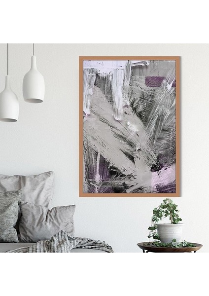 Gri - Mor Yağlı Boya Dokulu 1 Çerçeve ve Poster - SO1102 modelleri