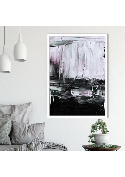 Gri - Mor Yağlı Boya Dokulu 2 Çerçeve ve Poster - SO1103