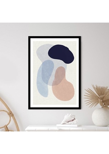 Mavi - Bej Geometrik Desenler 1 Çerçeve ve Poster - SO1073