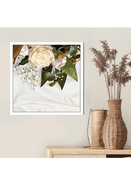 Krem Gül - Cipso ve Çiçekler 1 Çerçeve ve Poster - IL1100