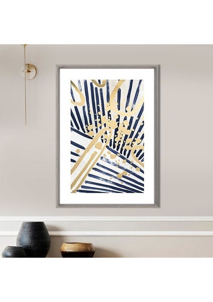 Mavi - Gold Geometrik Desenler 5 Çerçeve ve Poster - SO1117 modelleri