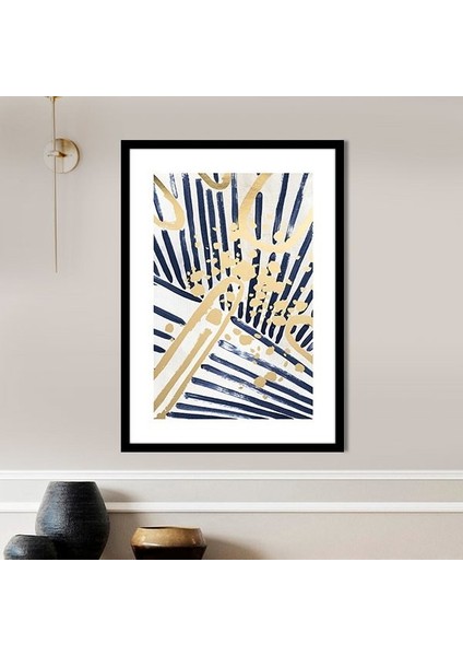 Mavi - Gold Geometrik Desenler 5 Çerçeve ve Poster - SO1117 fırsatları