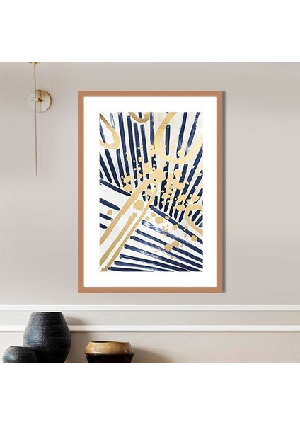 Mavi - Gold Geometrik Desenler 5 Çerçeve ve Poster - SO1117 indirimleri
