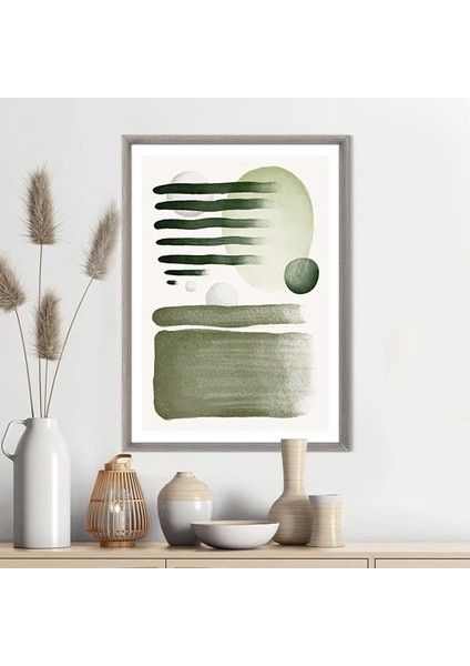 Sulu Boya Temalı Yeşil Tonlar 6 Çerçeve ve Poster - IL1075