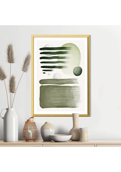 Sulu Boya Temalı Yeşil Tonlar 6 Çerçeve ve Poster - IL1075 modelleri