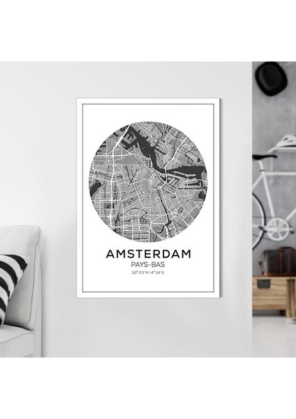Amsterdam Harita 1 Çerçeve ve Poster - SH1000