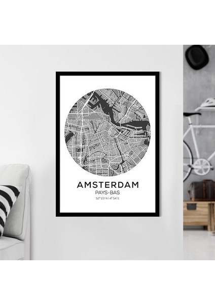Amsterdam Harita 1 Çerçeve ve Poster - SH1000