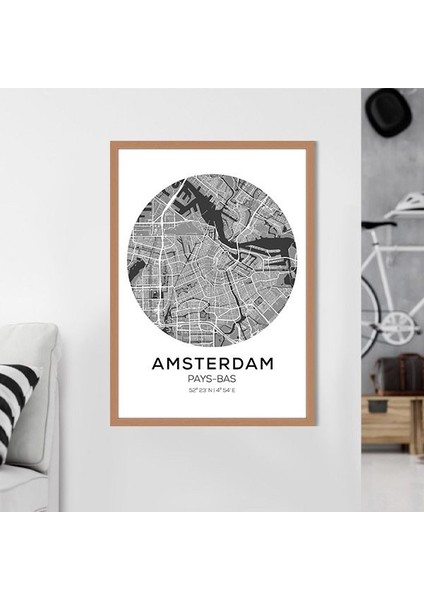 Amsterdam Harita 1 Çerçeve ve Poster - SH1000