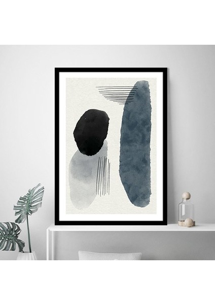 Siyah - Gri Geometrik Desenler 3 Çerçeve ve Poster - SO1081