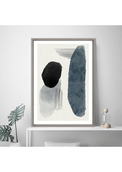 Siyah - Gri Geometrik Desenler 3 Çerçeve ve Poster - SO1081 modelleri