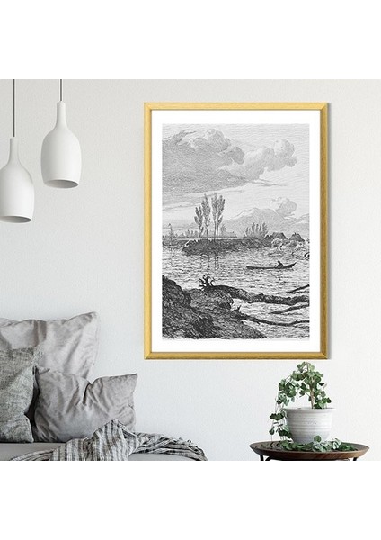 Karakalem Nehir 2 Çerçeve ve Poster - SNT1029
