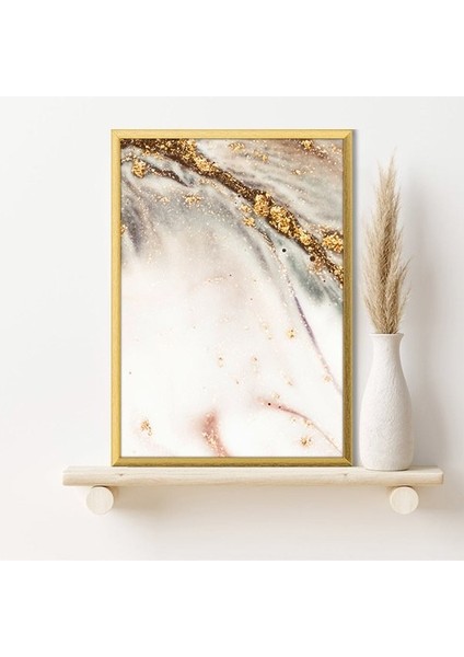 Gold Detaylı Soyut 6 Çerçeve ve Poster - SO1098