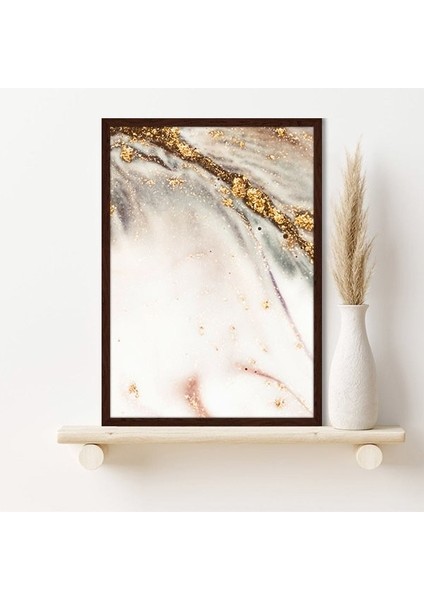 Gold Detaylı Soyut 6 Çerçeve ve Poster - SO1098