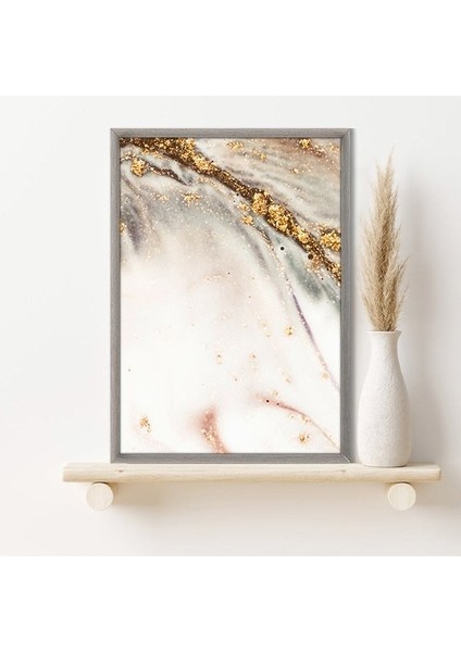 Gold Detaylı Soyut 6 Çerçeve ve Poster - SO1098