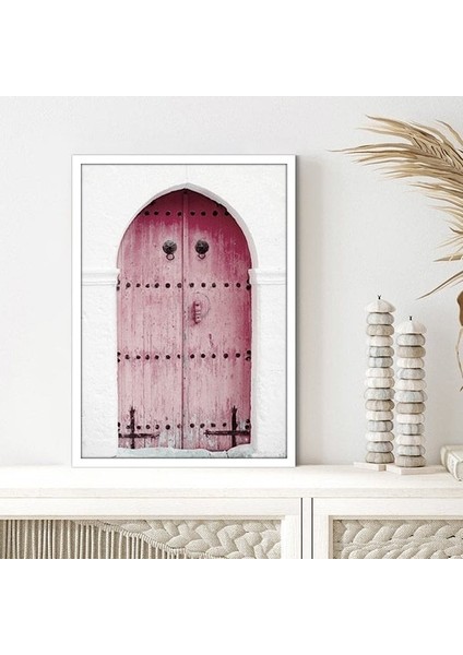 Pembe Ahşap Kapı 1 Çerçeve ve Poster - M1072