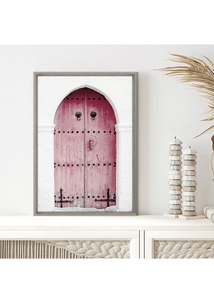 Pembe Ahşap Kapı 1 Çerçeve ve Poster - M1072 fiyatları