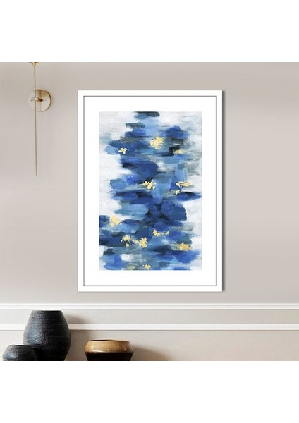 Mavi - Gold Geometrik Desenler 6 Çerçeve ve Poster - SO1118