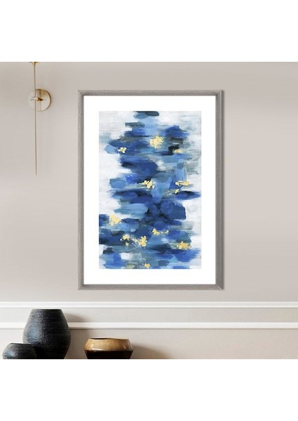 Mavi - Gold Geometrik Desenler 6 Çerçeve ve Poster - SO1118 modelleri