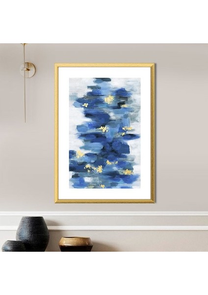 Mavi - Gold Geometrik Desenler 6 Çerçeve ve Poster - SO1118 fırsatları