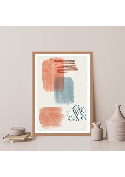 Turuncu - Sarı - Mavi Geometrik Desenler 3 Çerçeve ve Poster - SO1078