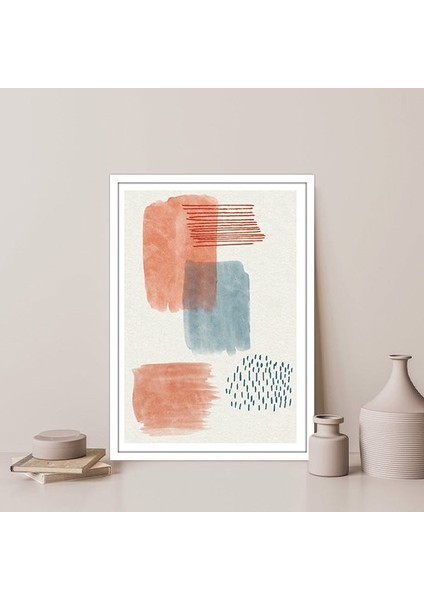Turuncu - Sarı - Mavi Geometrik Desenler 3 Çerçeve ve Poster - SO1078 modelleri