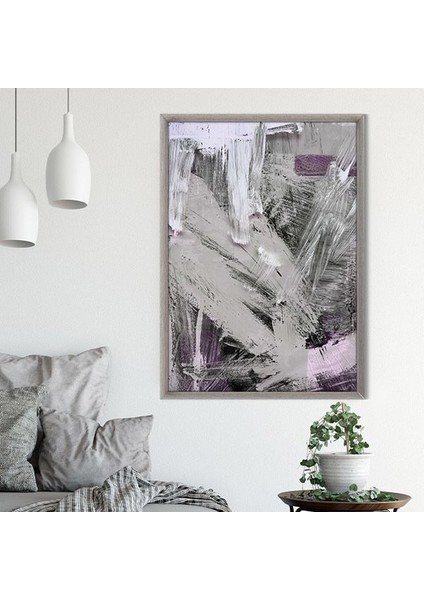 Gri - Mor Yağlı Boya Dokulu 1 Çerçeve ve Poster - SO1102 fırsatları