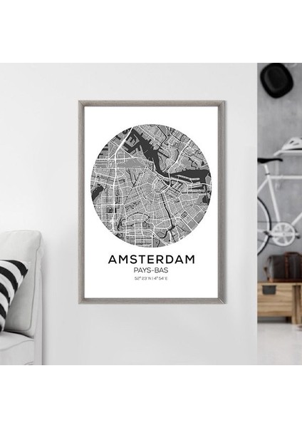 Amsterdam Harita 1 Çerçeve ve Poster - SH1000