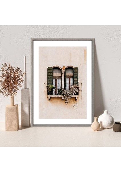 Yeşil Pervazlı Pencere 1 Çerçeve ve Poster - M1025