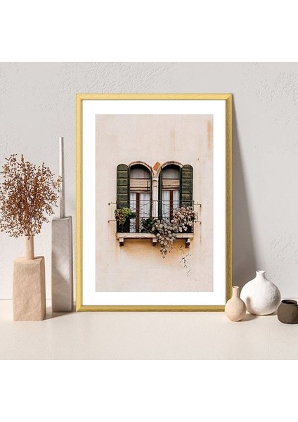Yeşil Pervazlı Pencere 1 Çerçeve ve Poster - M1025