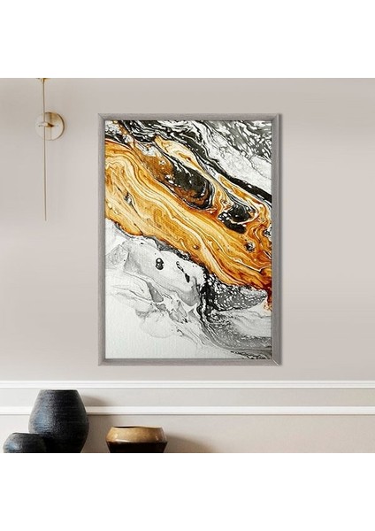 Turuncu - Gri Soyut 3 Çerçeve ve Poster - SO1092
