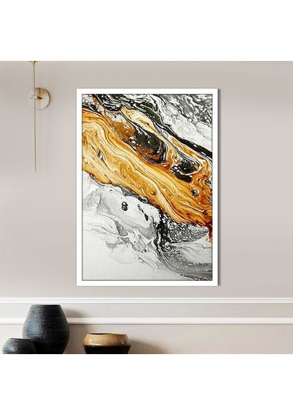 Turuncu - Gri Soyut 3 Çerçeve ve Poster - SO1092